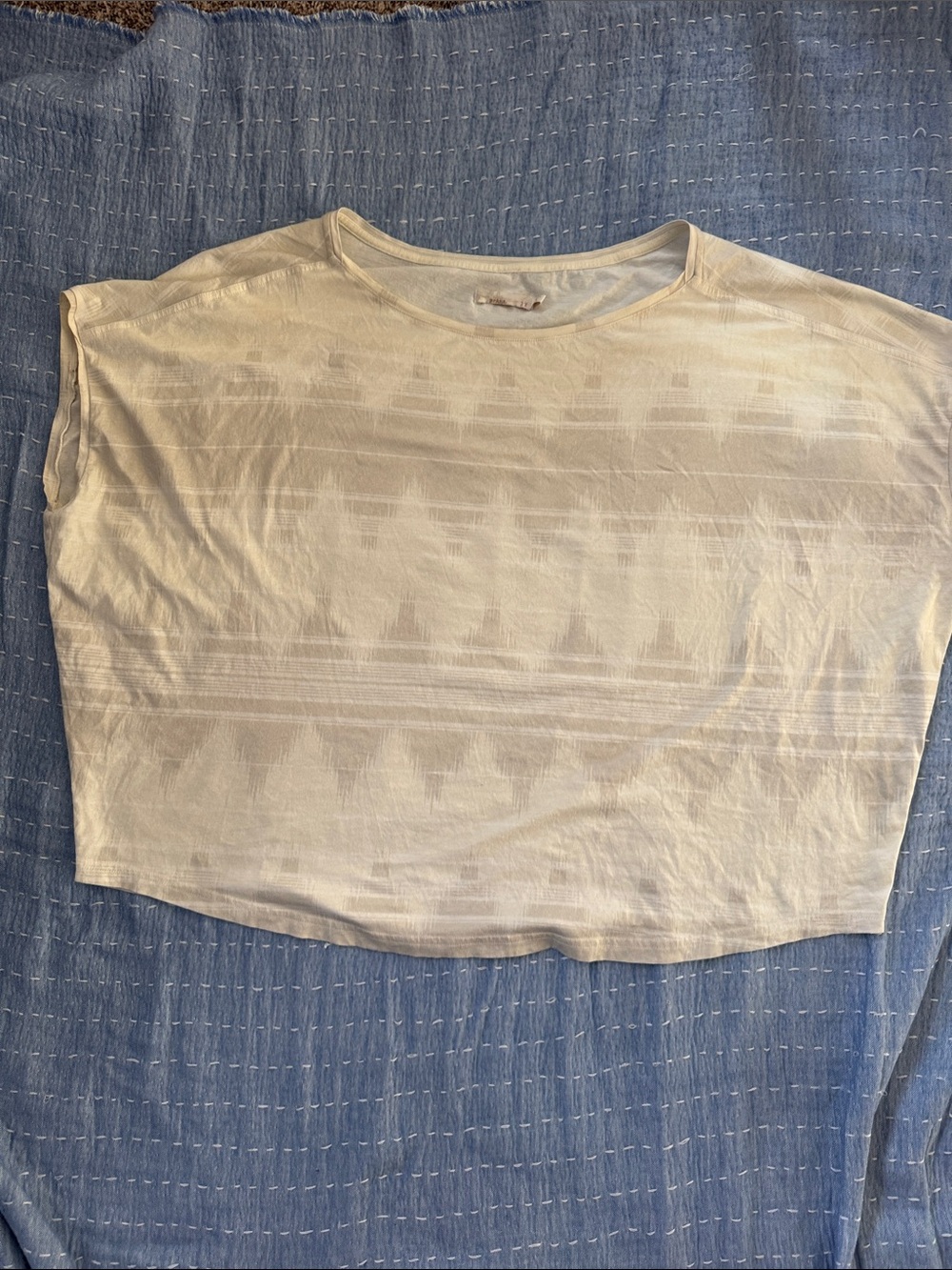 Prana Cream Short-Sleeve Patterned Tee